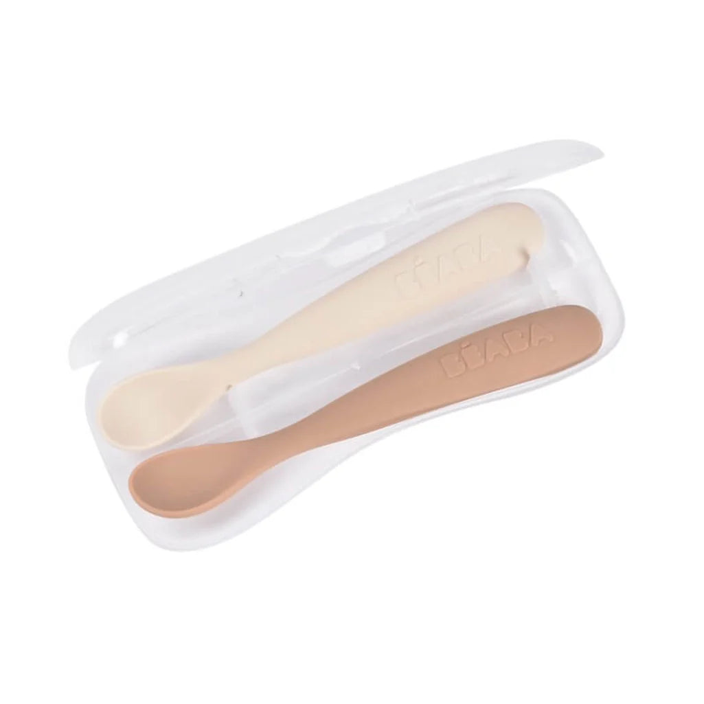 Beaba 1st Stage Silicone Spoon & Case 2 Pack