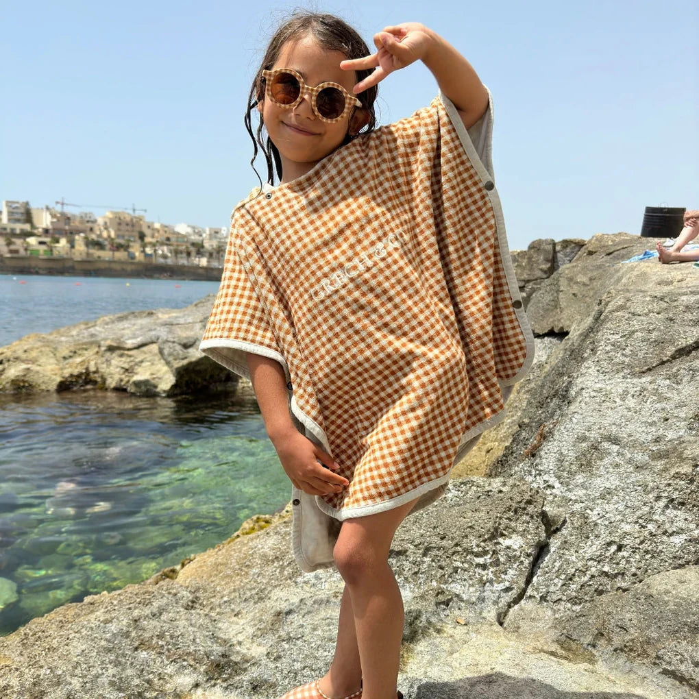 Beach Towel Poncho - Sienna Gingham