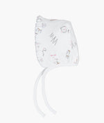 LIVLY Alphabet Flowers Ruffled Hat White 1-3m