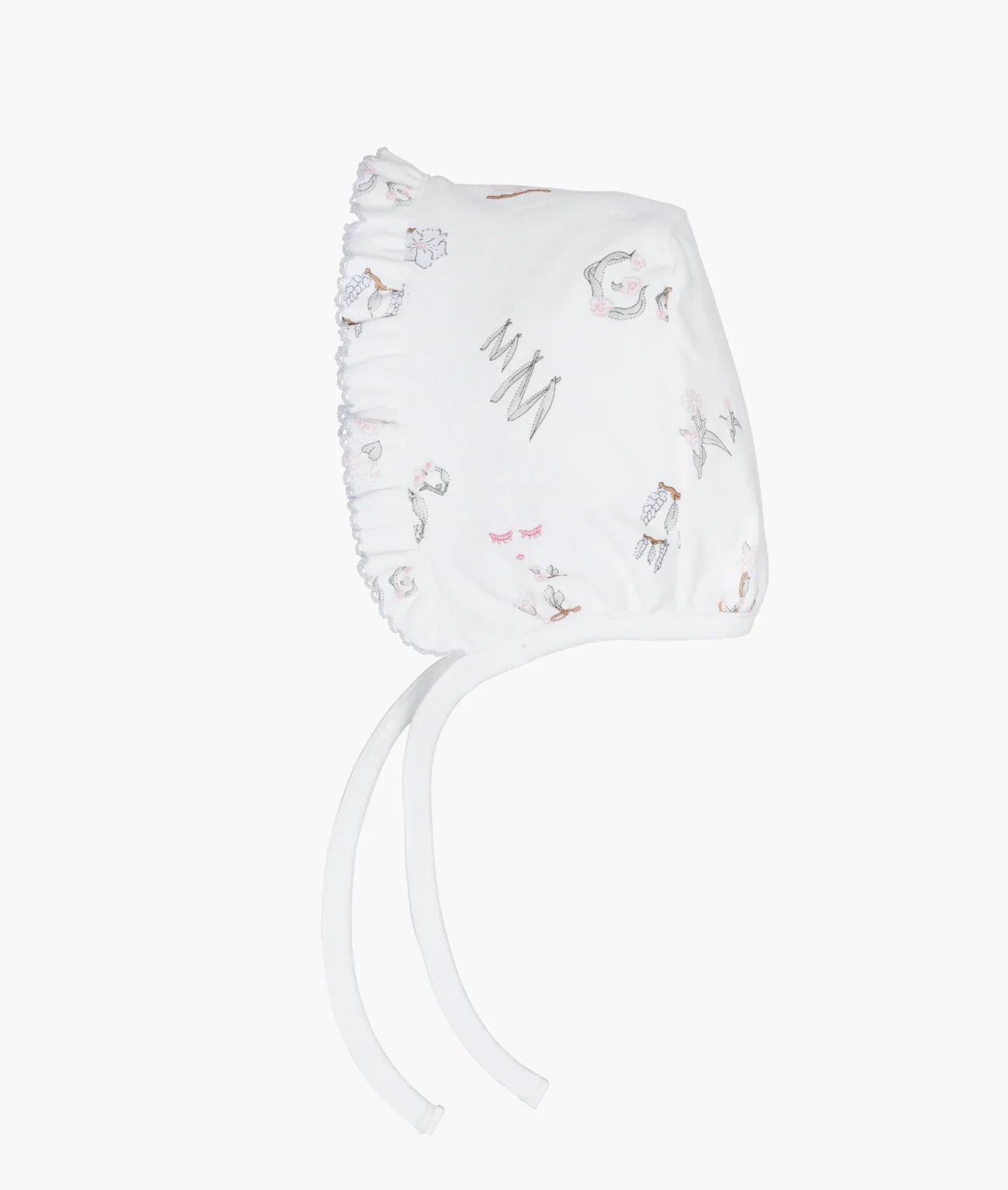 LIVLY Alphabet Flowers Ruffled Hat White 1-3m
