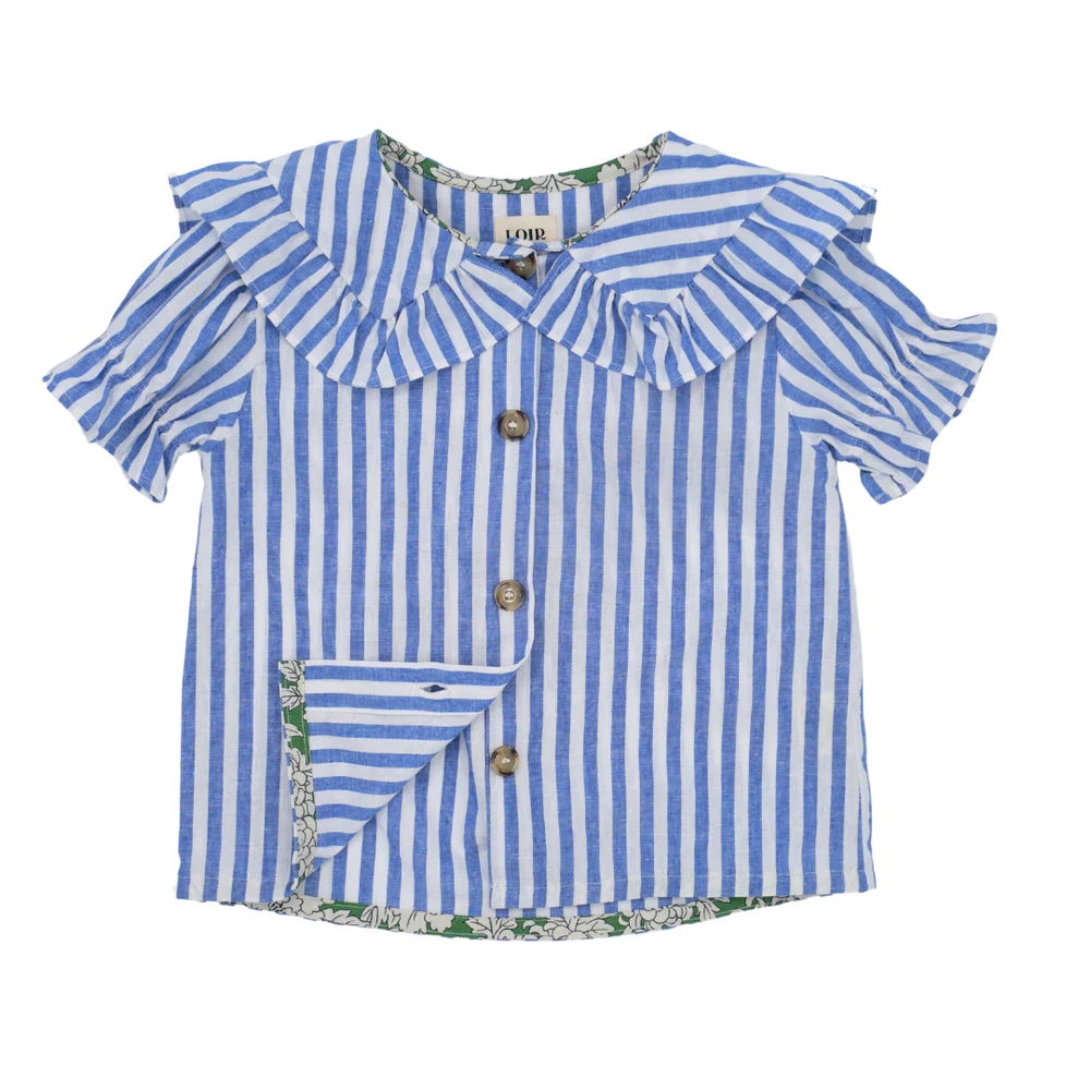 LOIR Paris Capucine Shirt - Blue Stripes 6M