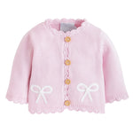 Little English Crochet Cardigan - Pink Bow - 3-6M