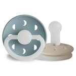 Moon Night Pacifier 2 Pack Silicone - Stone Blue and Cream