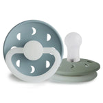 Moon Night Pacifier 2 Pack Silicone - Moon Stone Blue and Sage