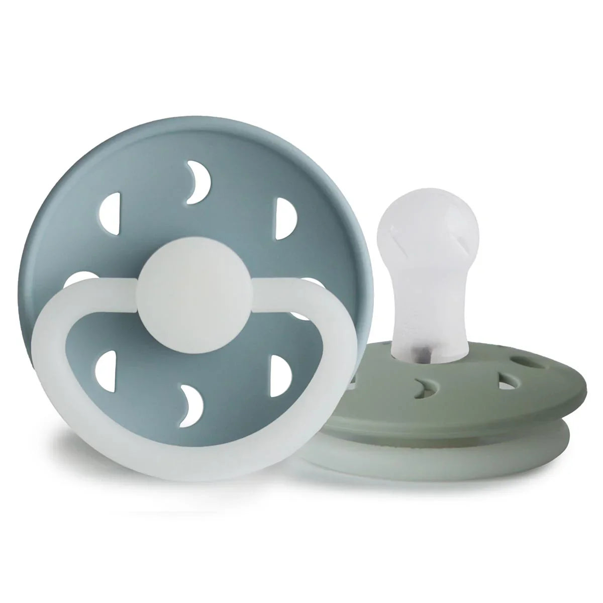 Moon Night Pacifier 2 Pack Silicone - Moon Stone Blue and Sage