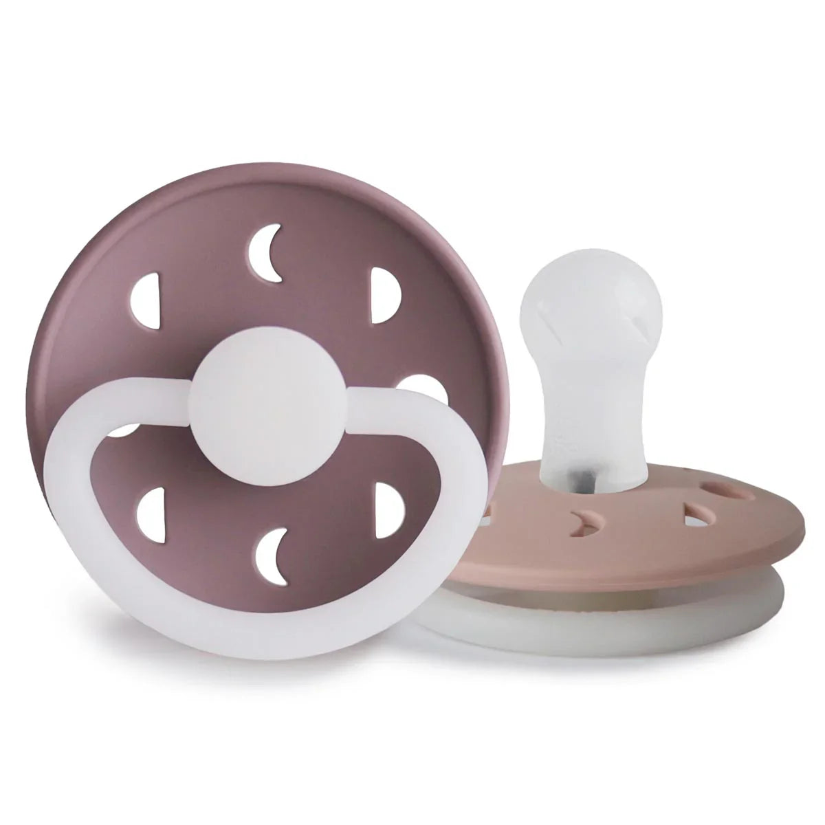 Moon Night Pacifier 2 Pack Silicone - Moon Twilight Mauve and Blush 0-6M