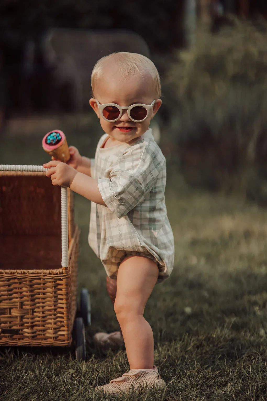 Bubble Romper - Fern Plaid