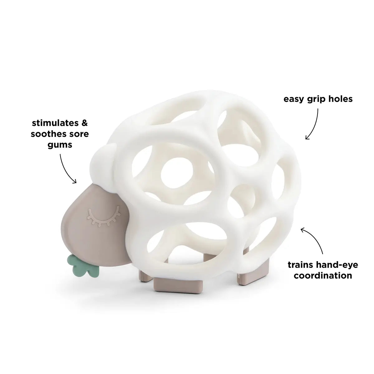 Grip and Teether Toy Sheepy - White
