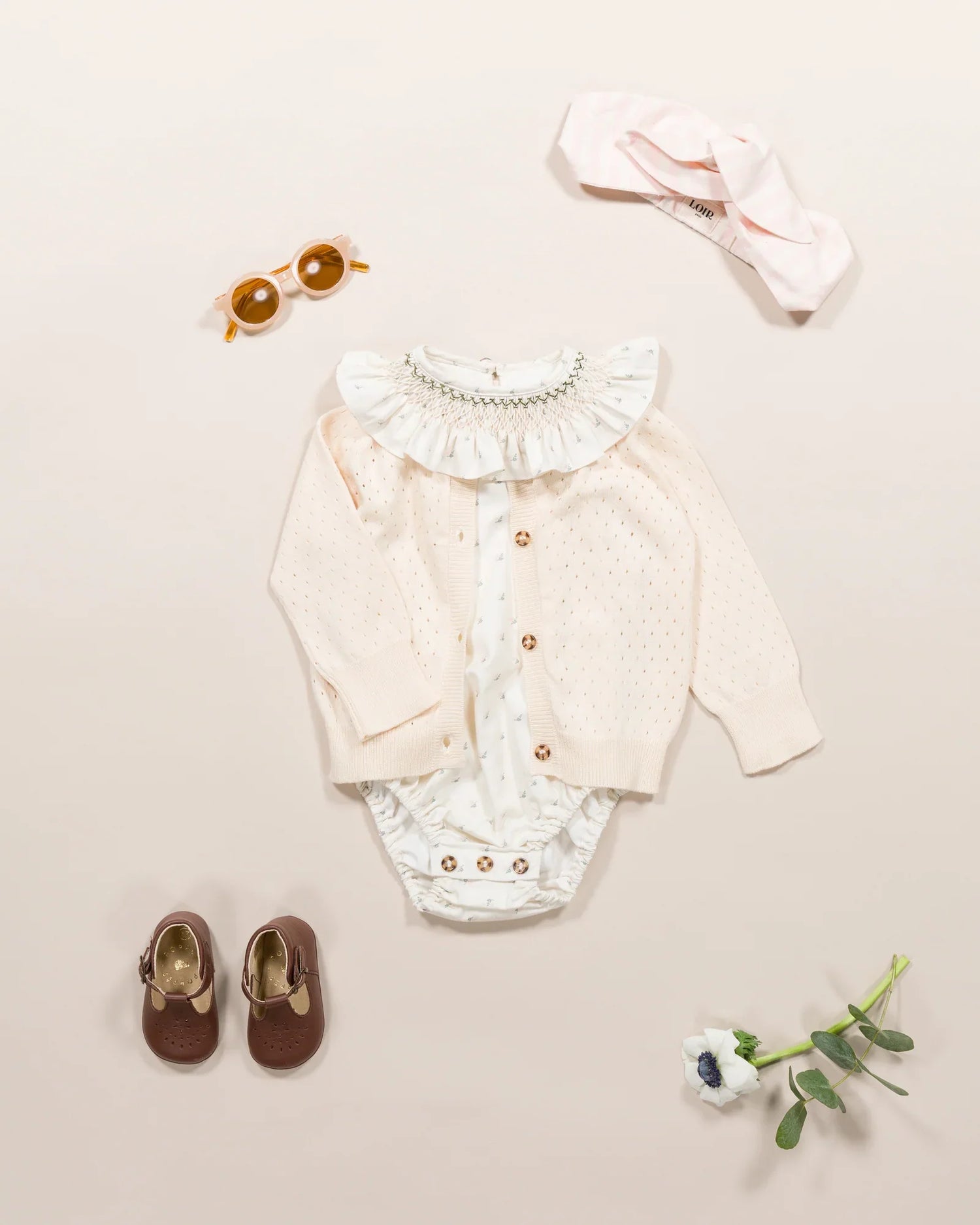 LOIR Paris Romper Marthe - Flower Plumetis 6M