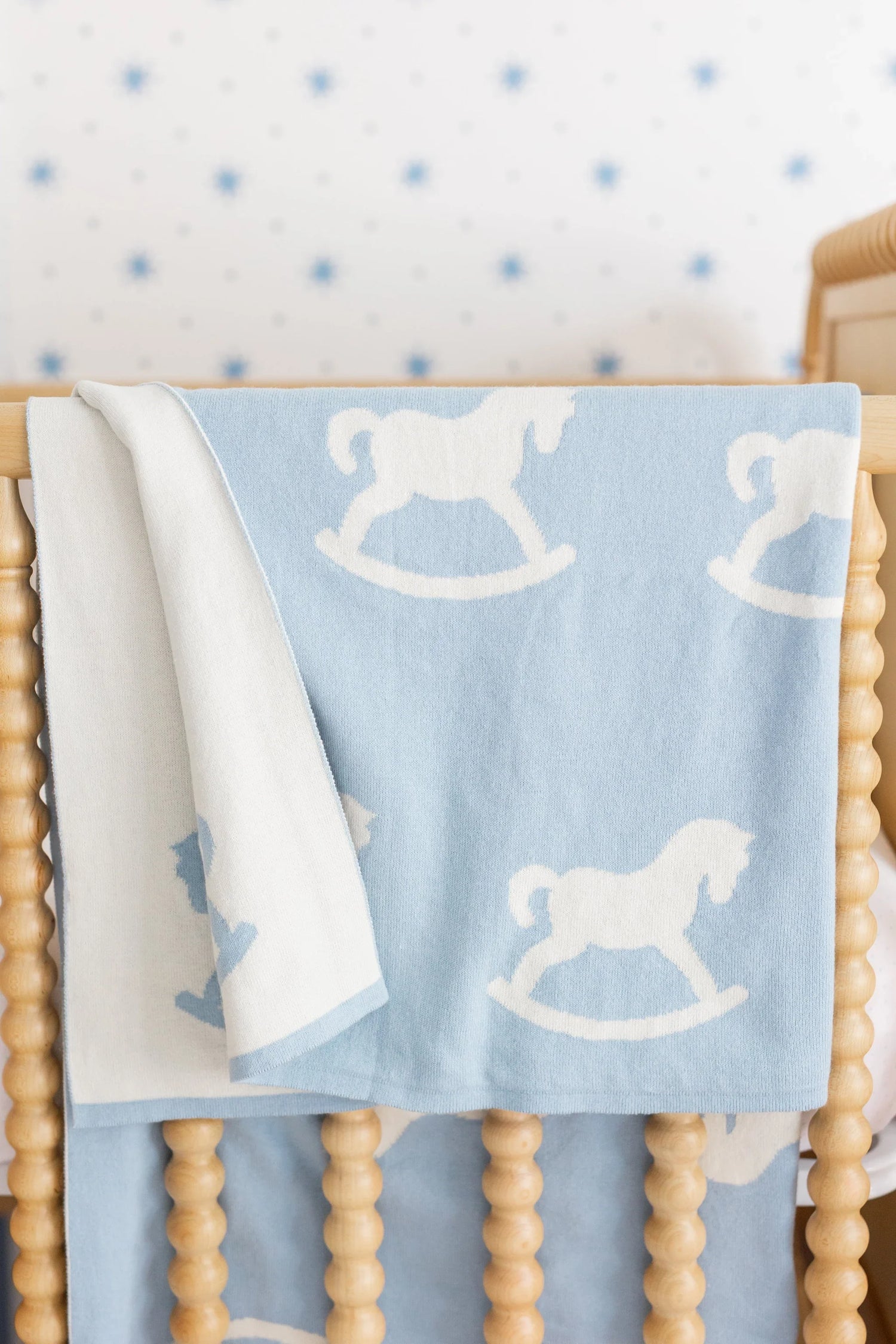 Nursery Blanket - Blue Rocking Horse