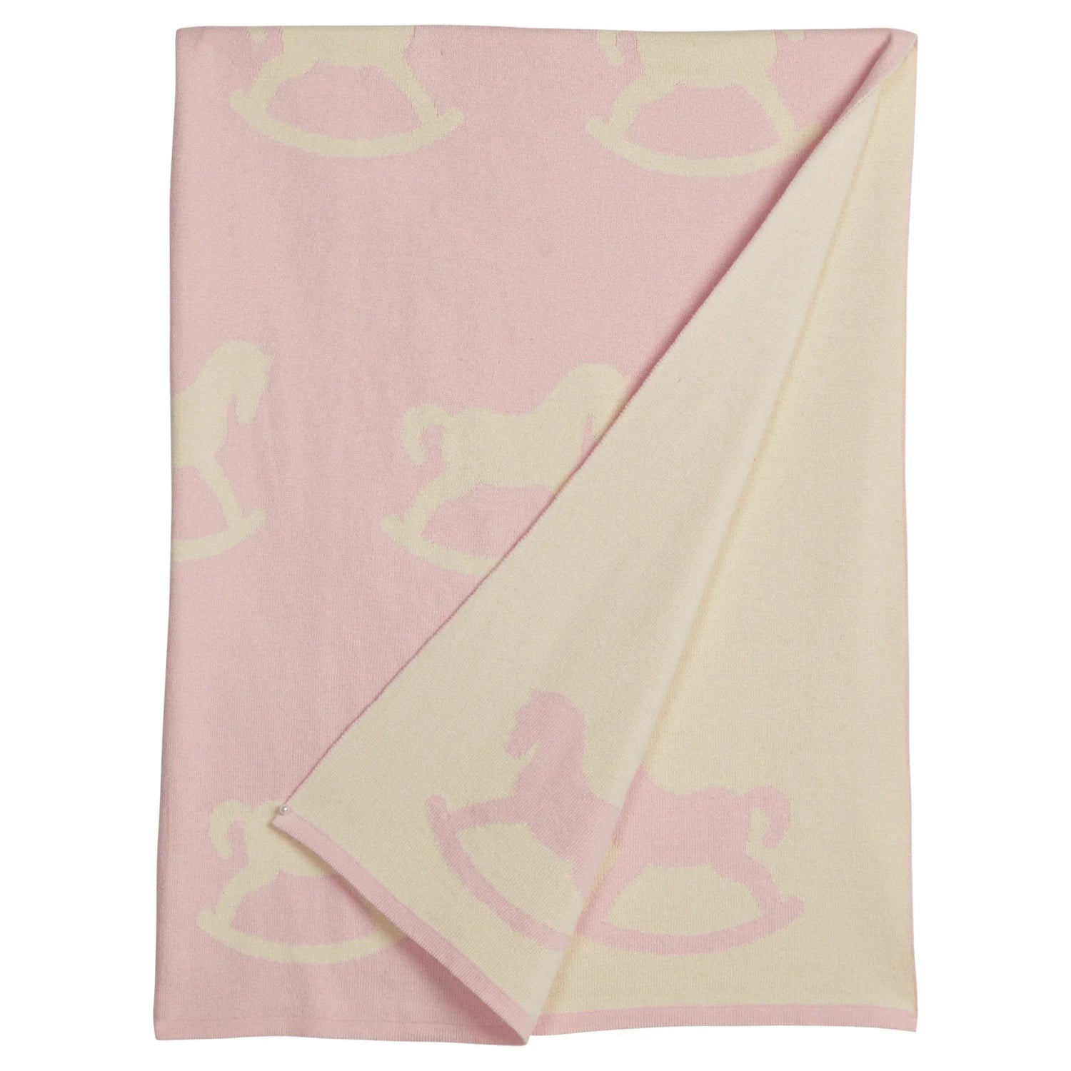 Little English Nursery Blanket - Pink Rocking Horse