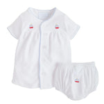 Little English Pinpoint Layette Knit Set - Sailboat - 3M
