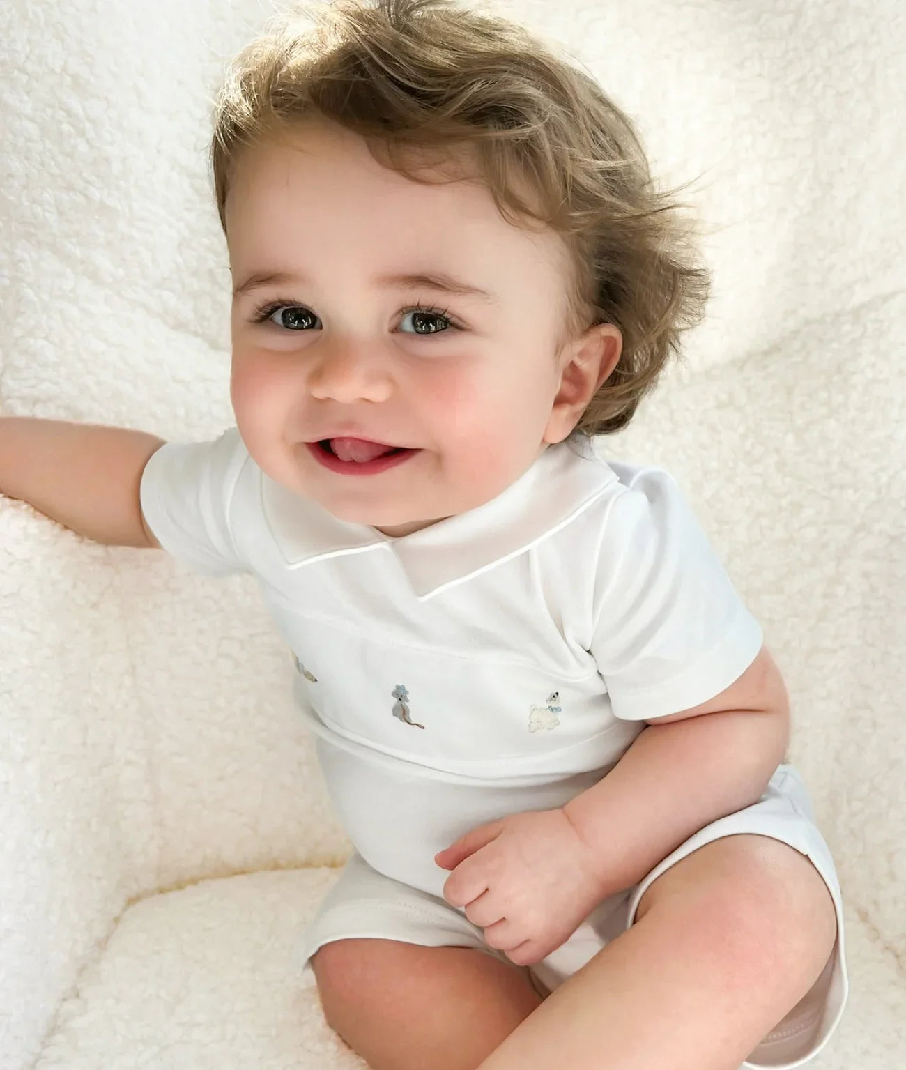 LIVLY Puppies Summer Romper White 6-9m