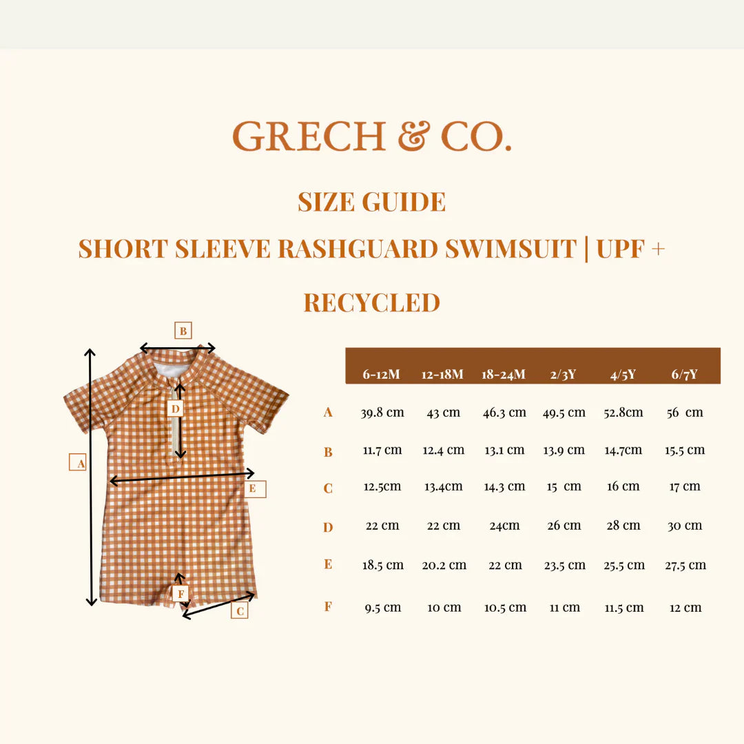 Short Sleeve Rashguard Swimsuit - Sienna Gingham
