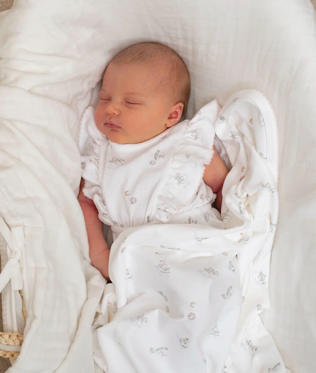 LIVLY Swans Lily Romper White 3-6m