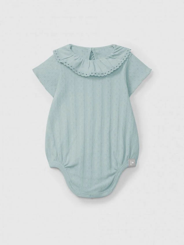 SNUG Body Ajours with Ruffle Collar — Mint Blu - 1M