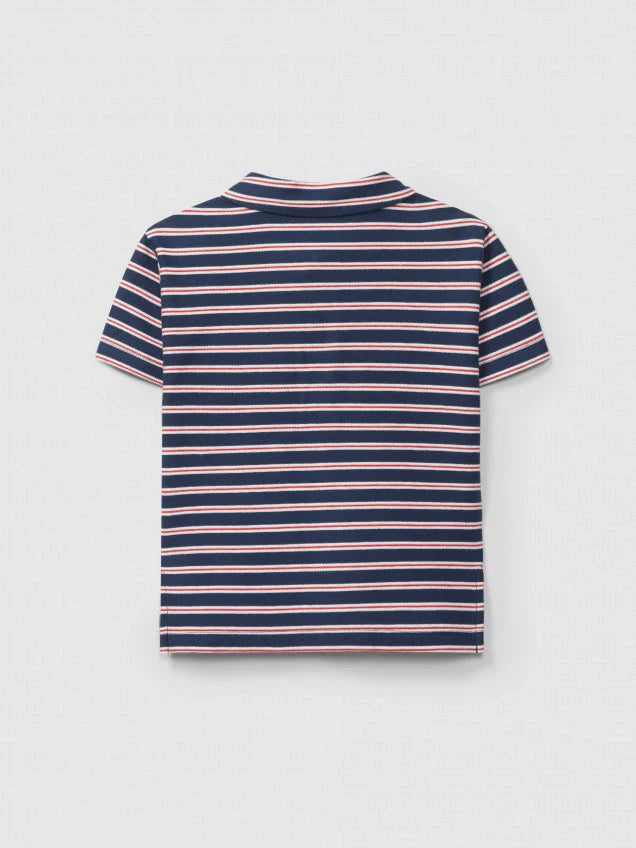 Striped Plush Polo - Navy Blue