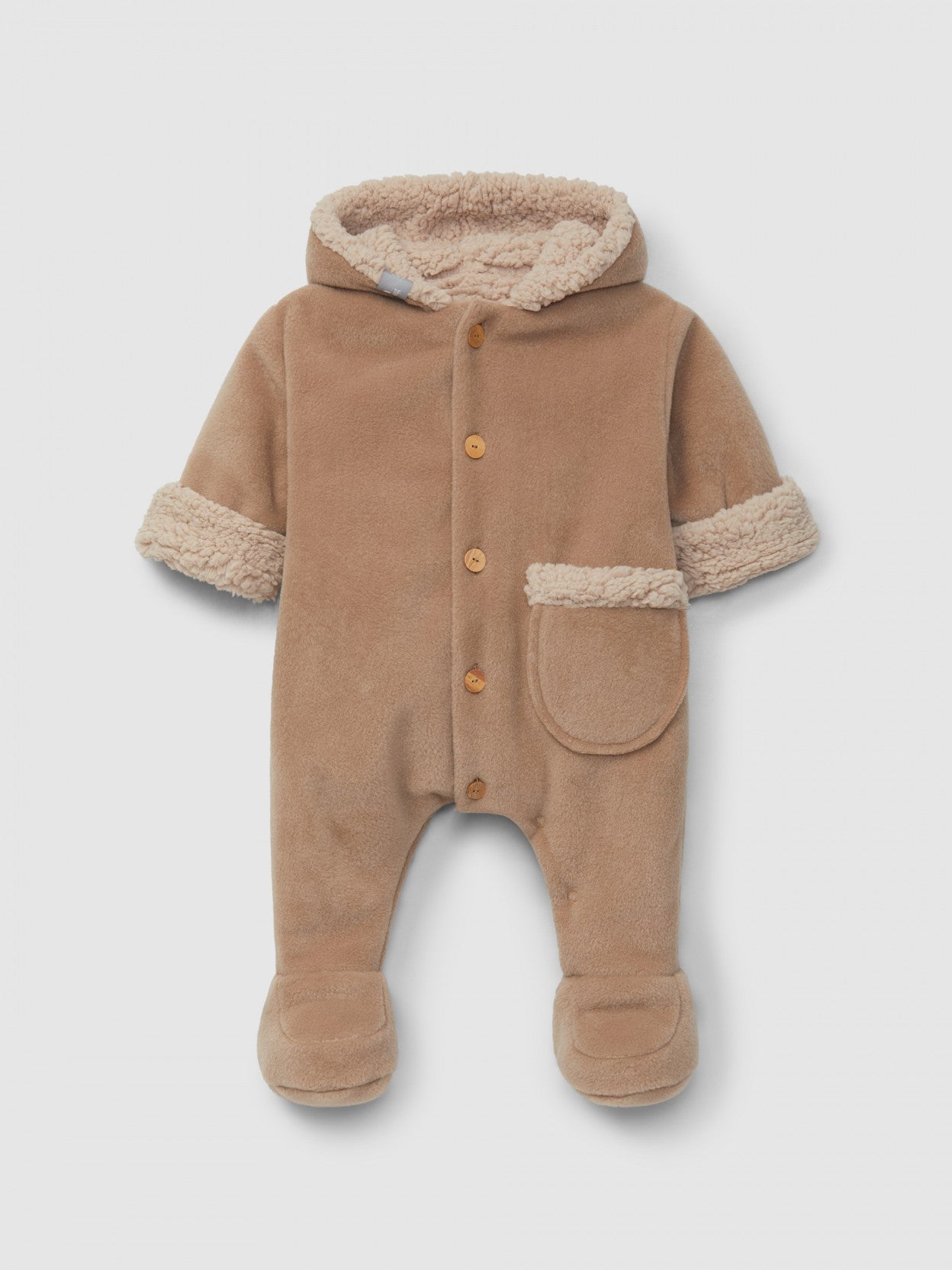 Fleece hooded suit - Beige
