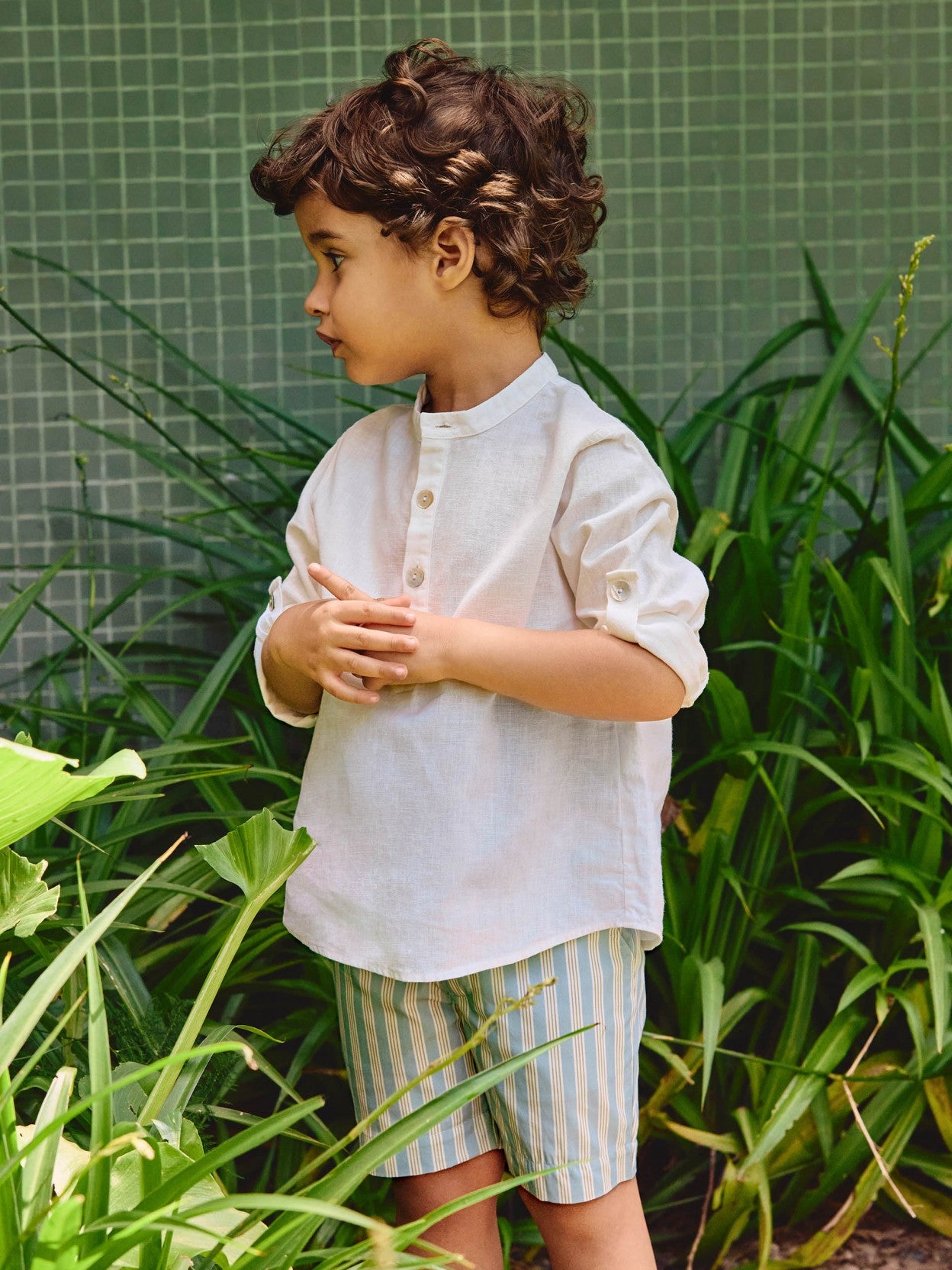 Tailored Stripe Shorts - Azul