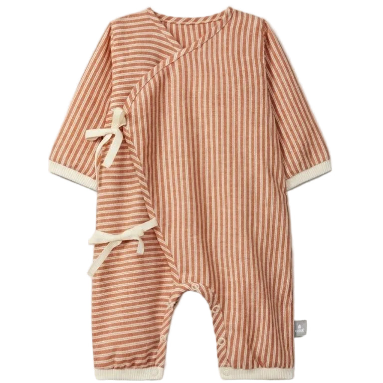 Stripe one-piece with Ties - Terracot