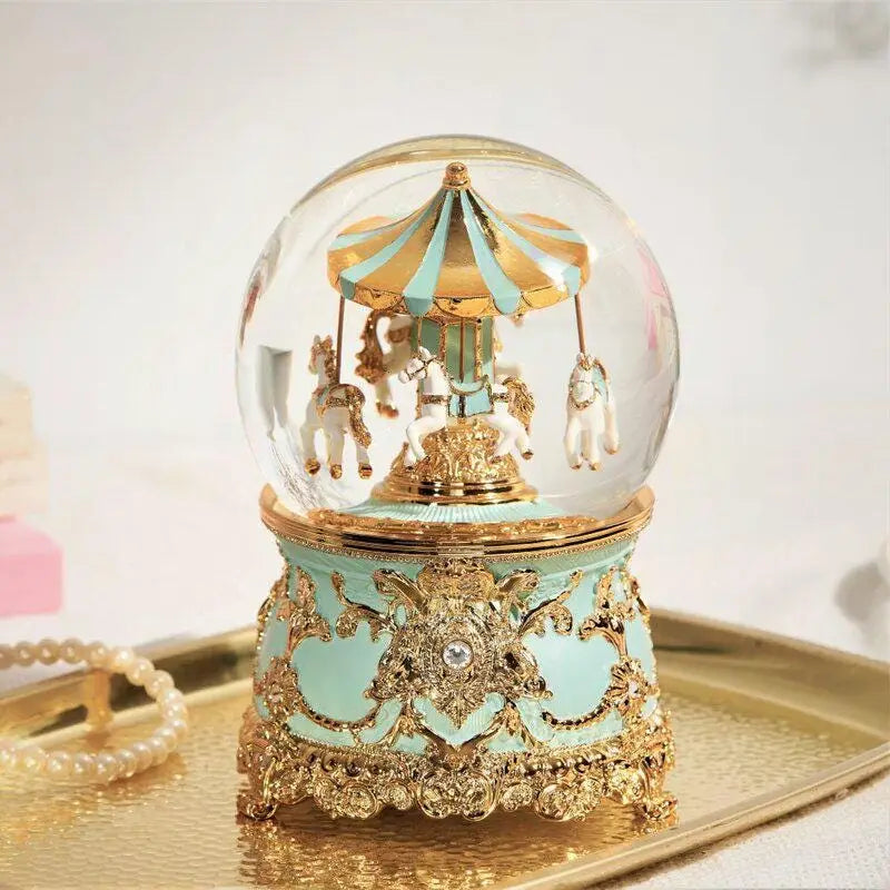 Luxury Snow Globe Music Box - Turquoise