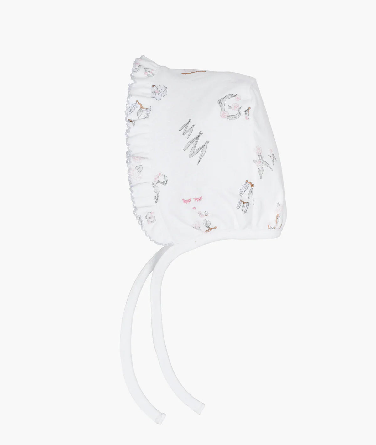 LIVLY Alphabet Flowers Ruffled Hat White 1-3m