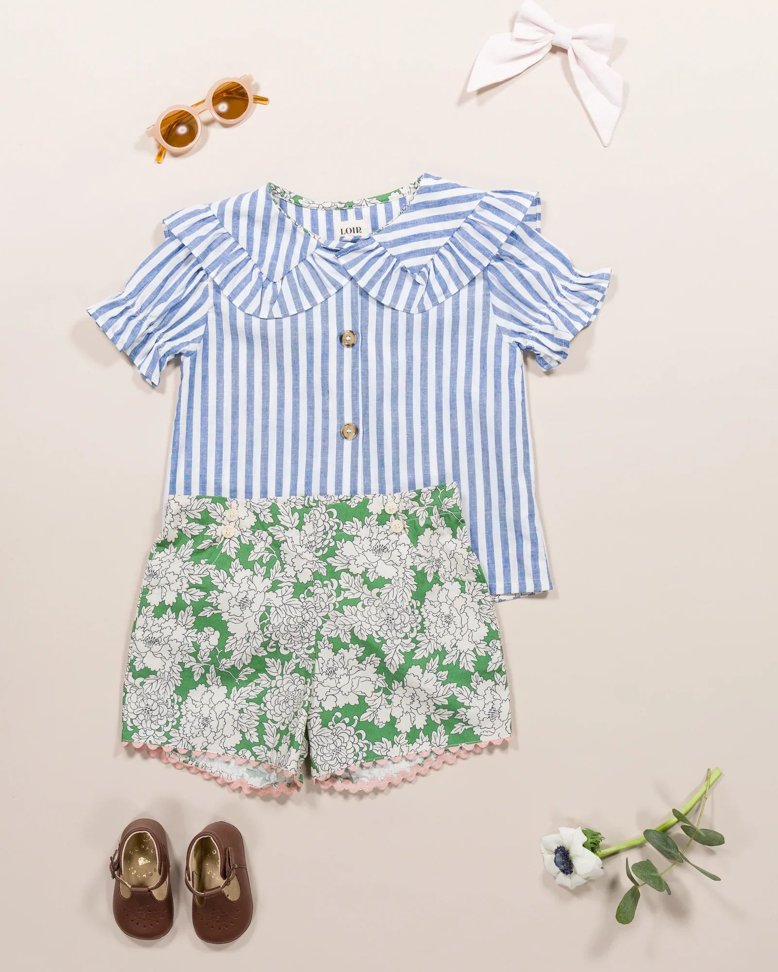 LOIR Paris Capucine Shirt - Blue Stripes 12M