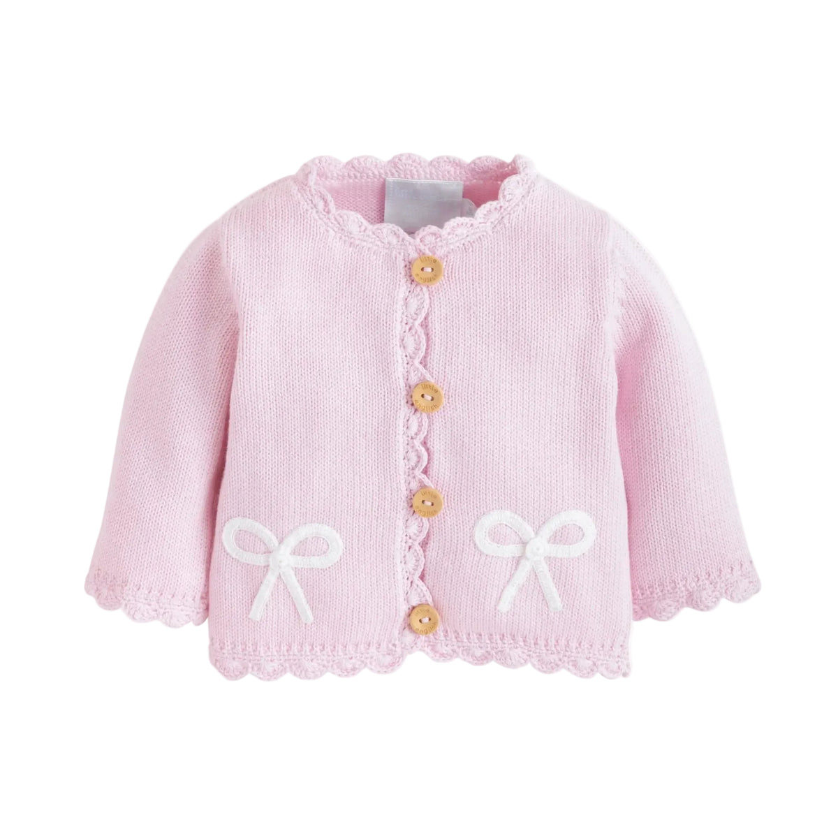 Little English Crochet Cardigan - Pink Bow - 3-6M
