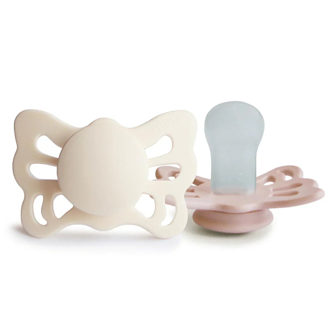 Butterfly Pacifier 2 Pack Silicone - Cream and Blush 0-6M