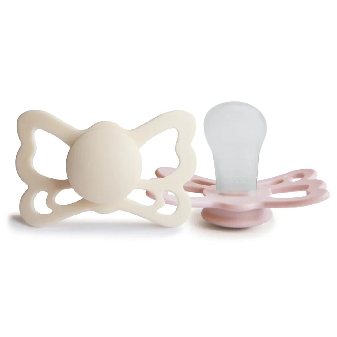Butterfly Pacifier 2 Pack Silicone - Cream and Blush 6-18M