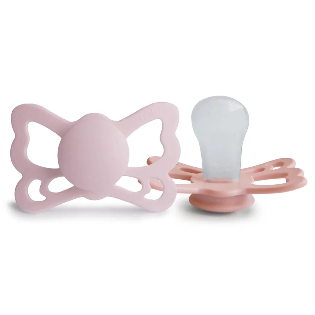 Butterfly Pacifier 2 Pack Silicone - Peach and Primrose