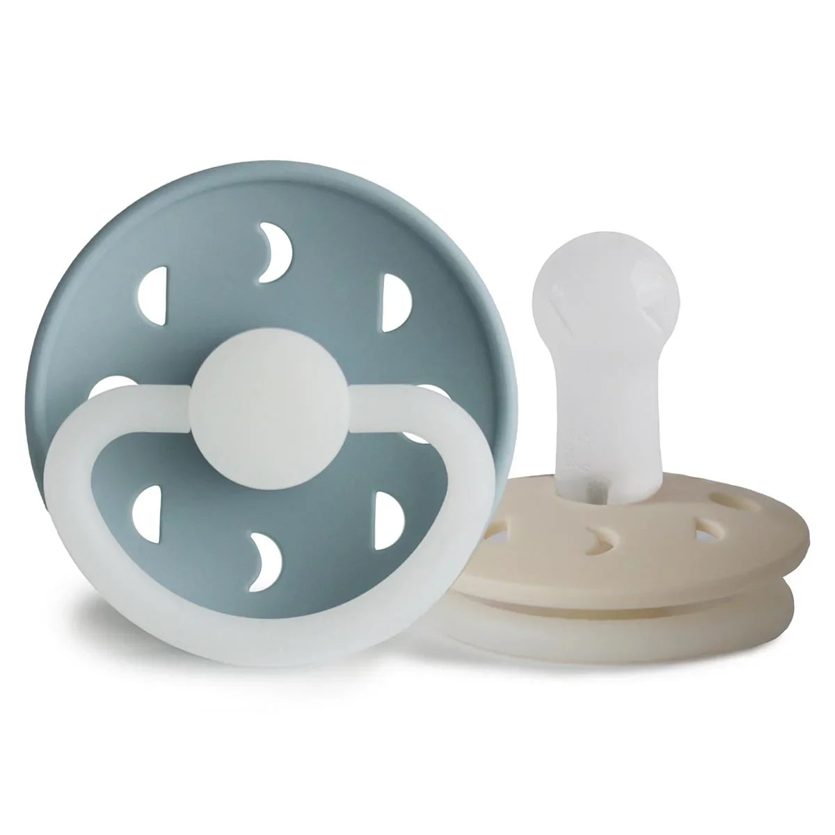 Moon Night Pacifier 2 Pack Silicone - Stone Blue and Cream