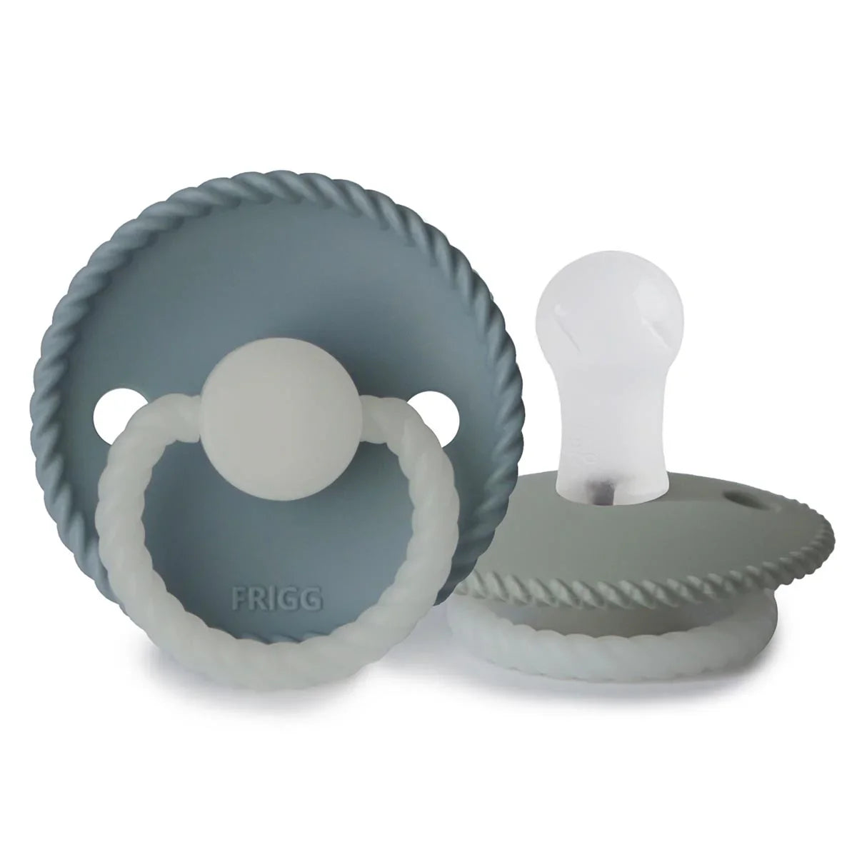 Rope Night Pacifier 2 Pack Silicone - Stone Blue and Sage 0-6M