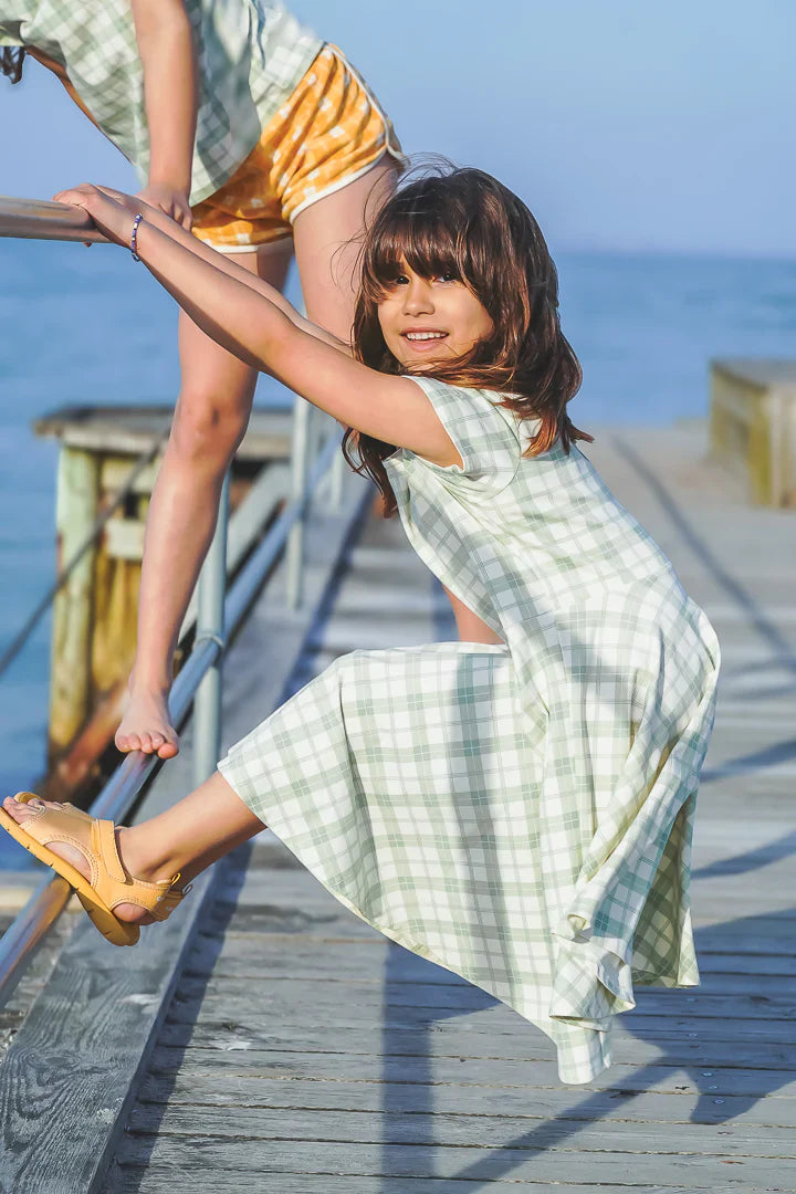 Sweetheart Twirl Dress - Fern Plaid
