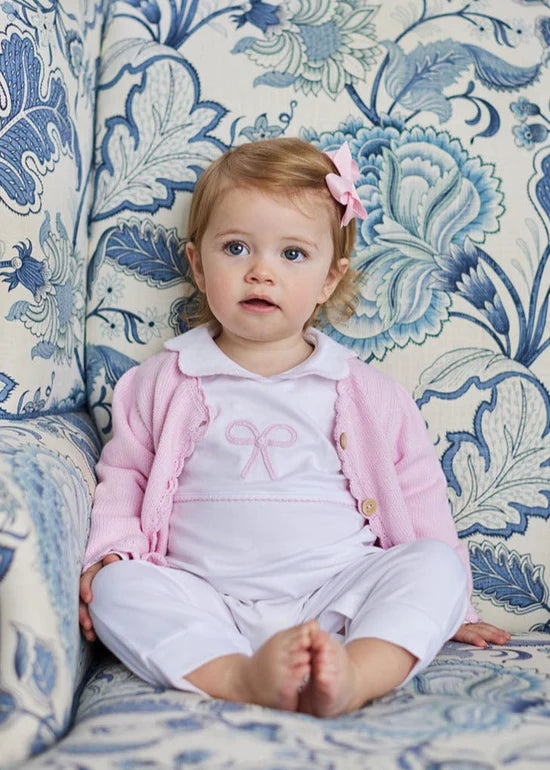 Crochet Cardigan - Pink Bow