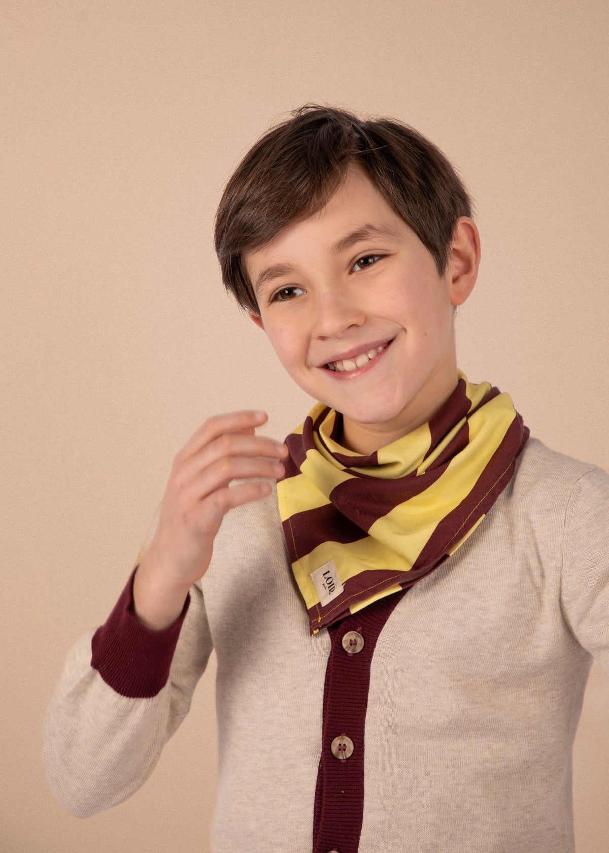 Bandana Scarf - Yellow & Burgundy Stripes