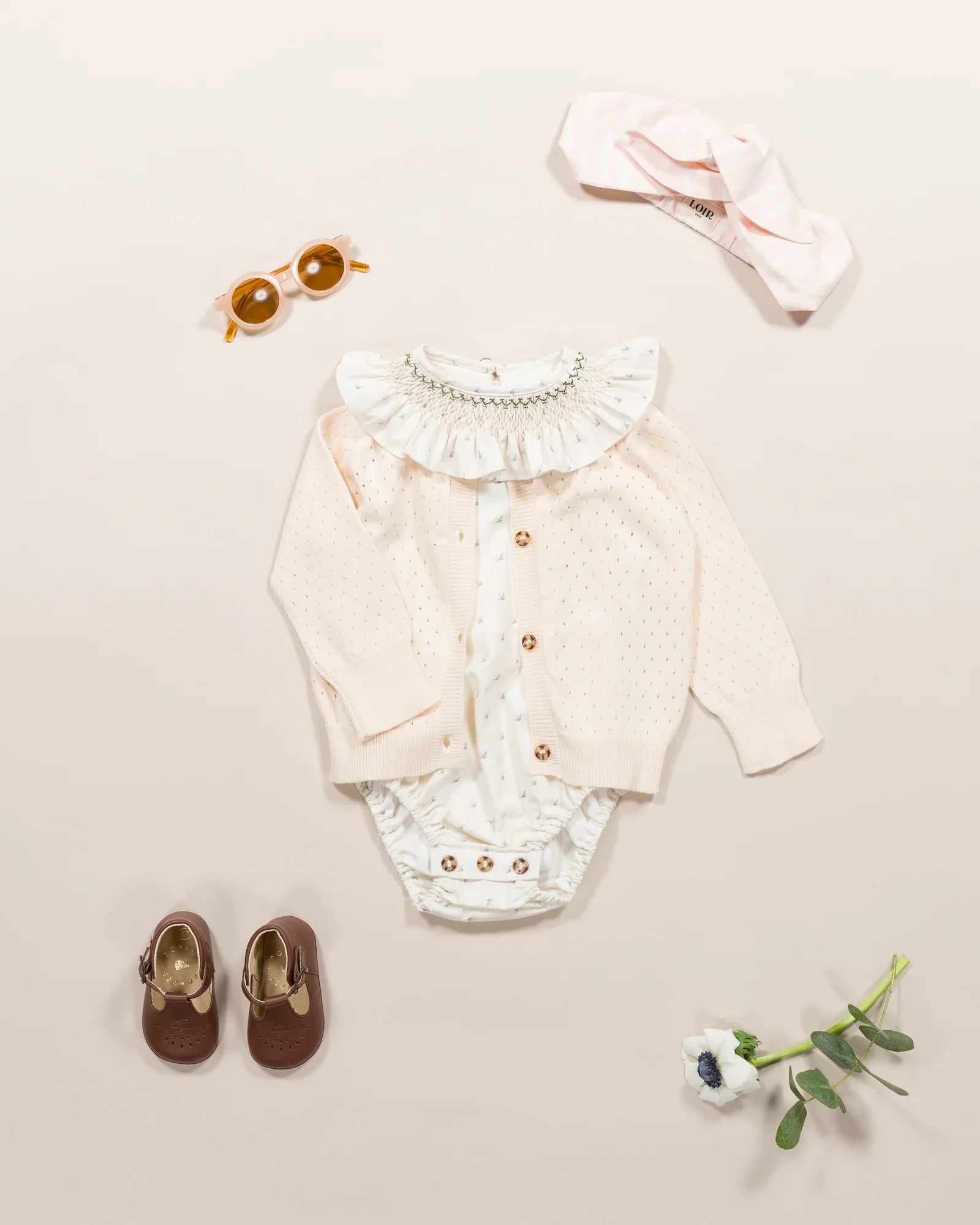 LOIR Paris Romper Marthe - Flower Plumetis 6M