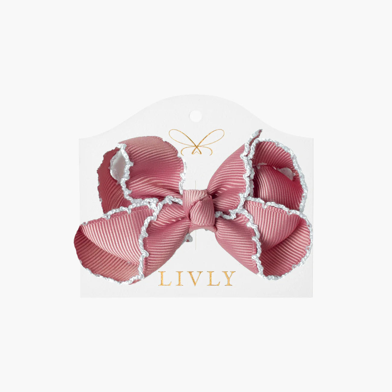 Picot Bow - Rose Mauve - Medium