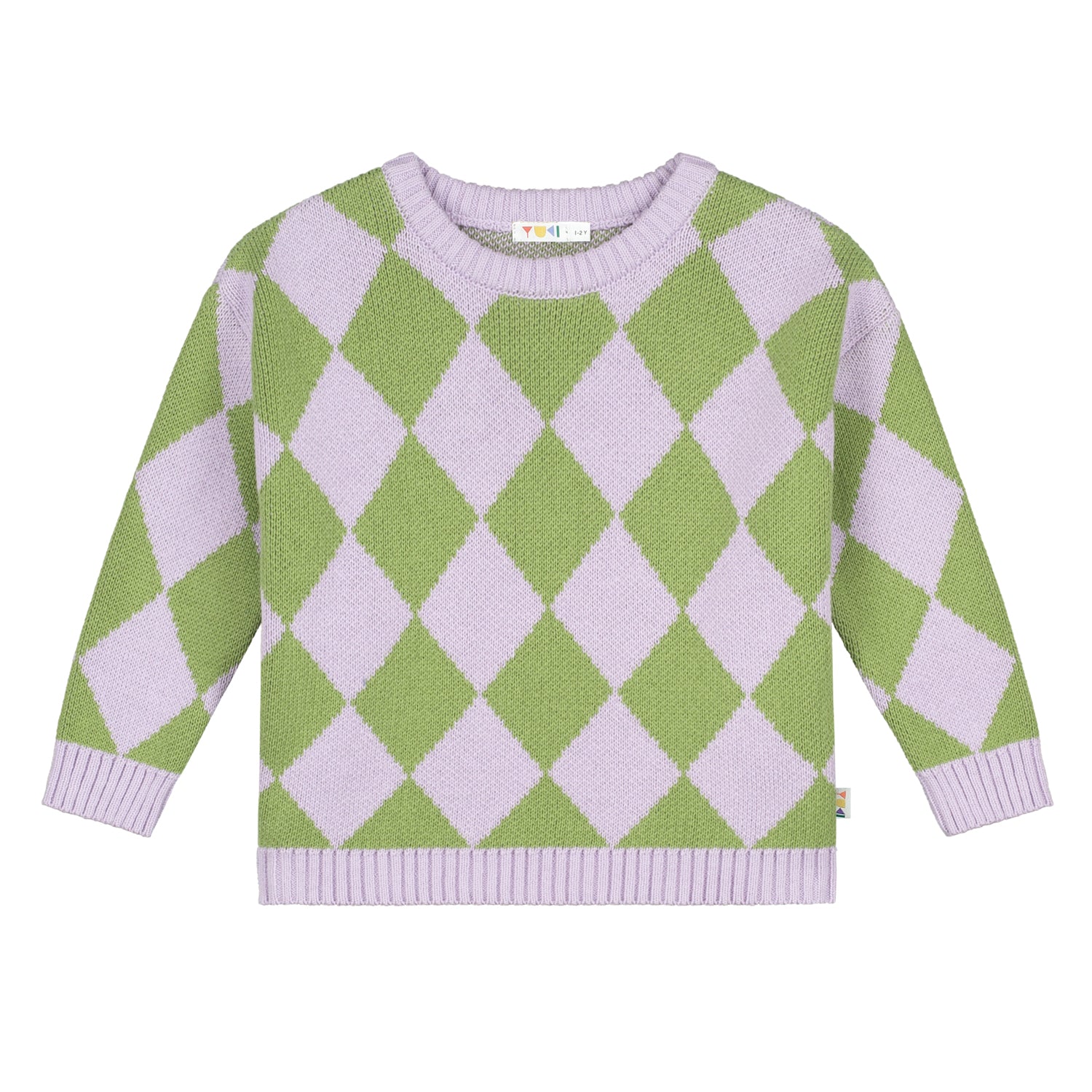 Checkered Knitted Jumper - Pistachio