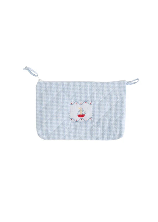 Quilted Luggage Sailboat - Cosmetic Bag