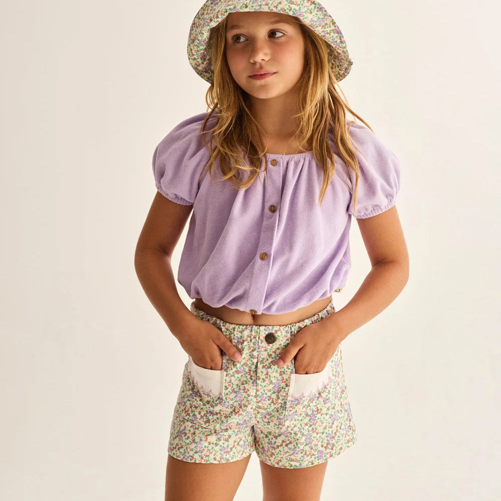 Floral Twill Cotton Shorts