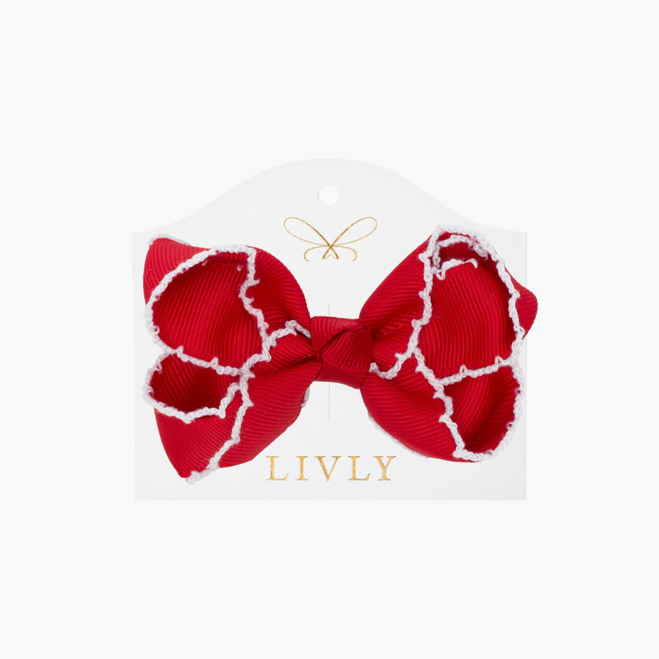Picot Bow - Red - Medium