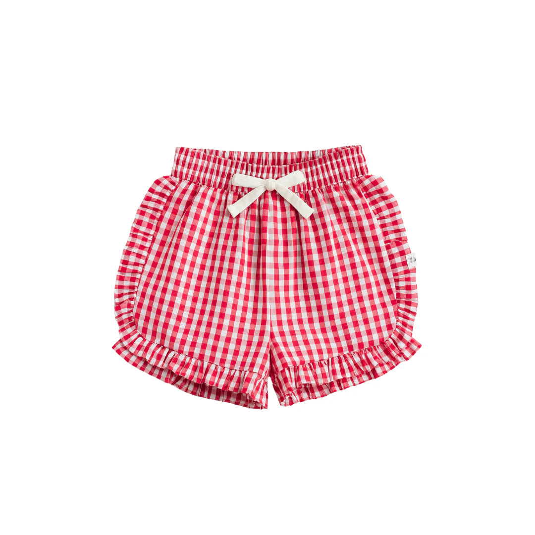 Red Plaid Ruffle Shorts