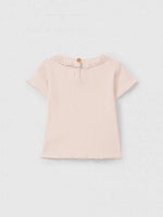 SNUG Ajours T-Shirt with Ruffle Collar — Pink - 6M