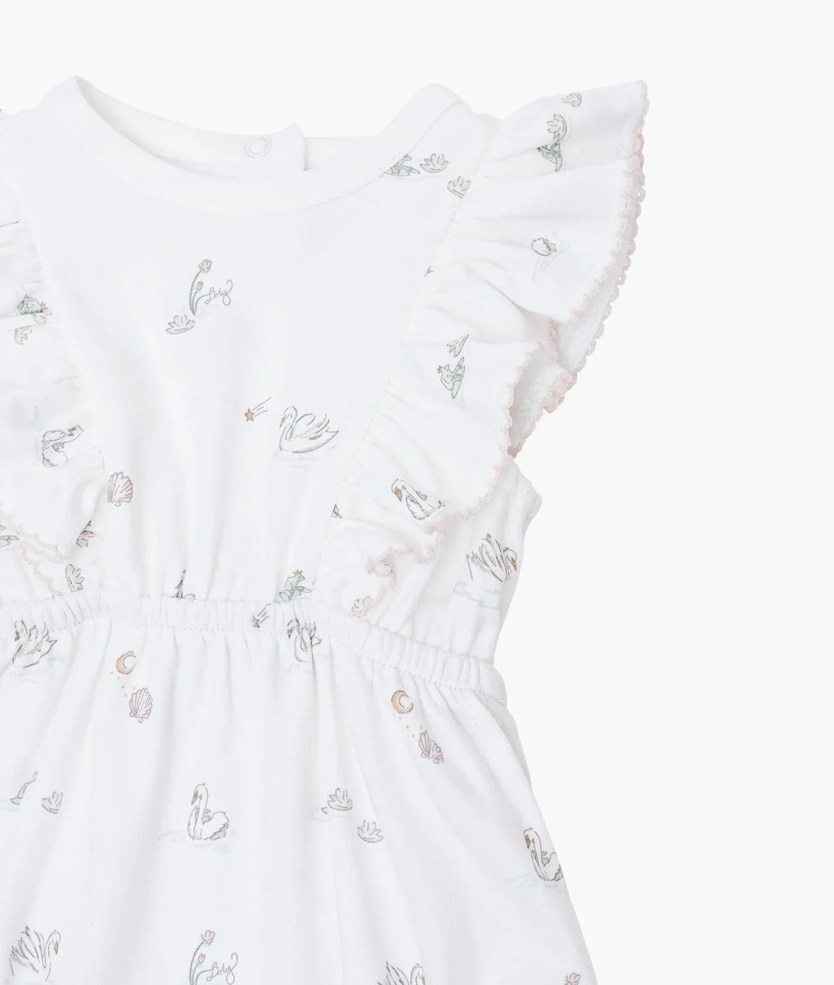 LIVLY Swans Lily Romper White 6-9m