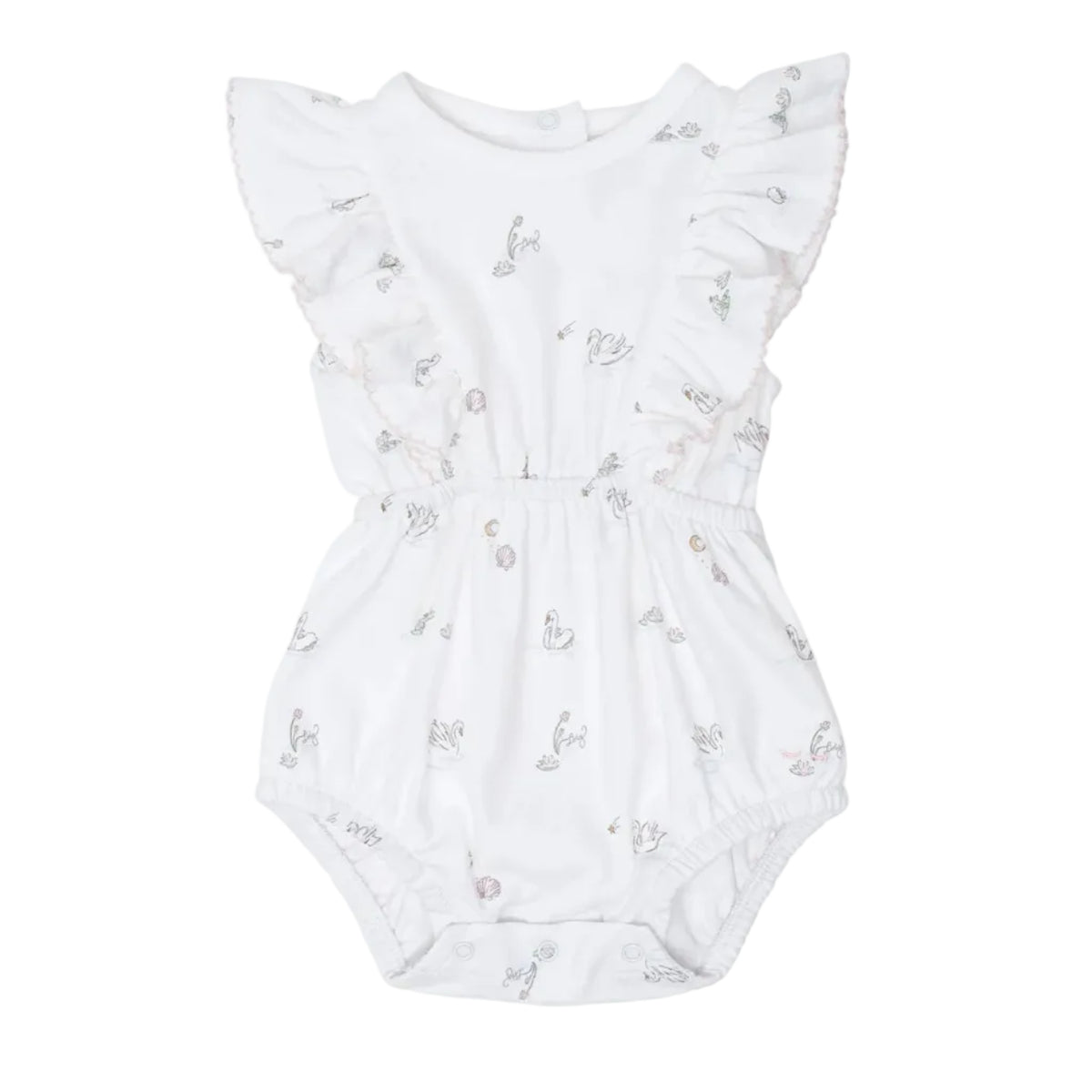 LIVLY Swans Lily Romper White 1-3m