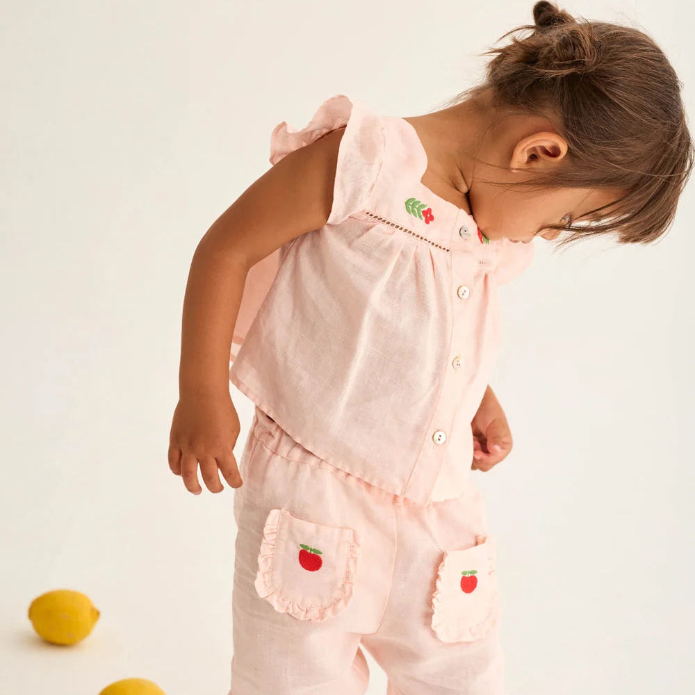 Linen Baby Blouse - Pink