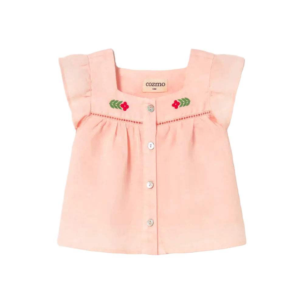 Linen Baby Blouse - Pink