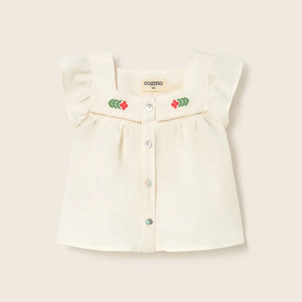 Linen Baby Blouse - Ivory