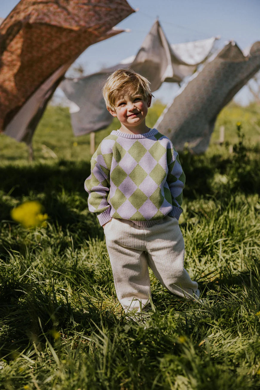 Checkered Knitted Jumper - Pistachio